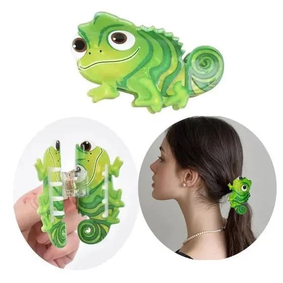 Bonito Pascal Rapunzel Camaleão Lagarto Verde grab clip Antiderrapante hairpin Dos Desenhos Animados animal Tubarão Clip