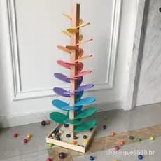 Reconhecimento de cores de madeira brinquedos infantis arco-íris música árvore inserção folha bola iluminação música bri