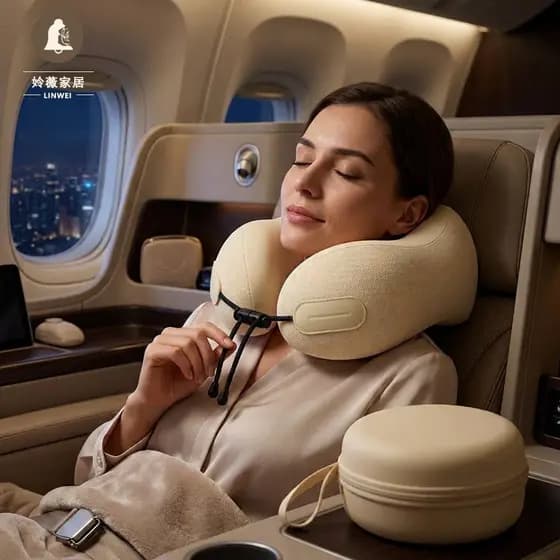 Novo travesseiro de viagem portátil espuma de memória pescoço travesseiro avião MRT em forma de U encosto de cabeça curv