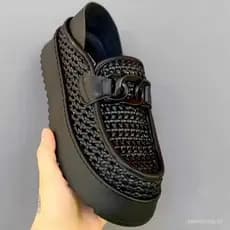 Tênis masculino de malha tecida à mão respirável com sola grossa e sapatos casuais masculinos aumentados