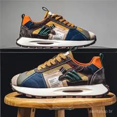 Tênis masculino com Design de cor brilhante, malha respirável, Forrest Gump, sola grossa, antiderrapante, resistente ao