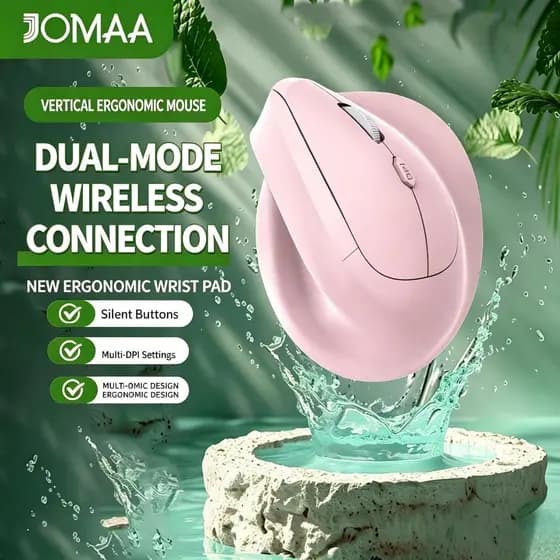 Joma Mouse Ergonômico Sem Fio 2.4G + Bluetooth Recarregável Vertical Silencioso Para Home Office