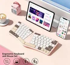 Teclado Bluetooth Recarregável BOW Sem Fio Ergonômico Tri-Modo Para PC Tablet Laptop