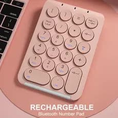 Arco Teclado Numérico Sem Fio Bluetooth Redondo Keycaps Numpad 22 Teclas Recarregável Para Computador Portátil