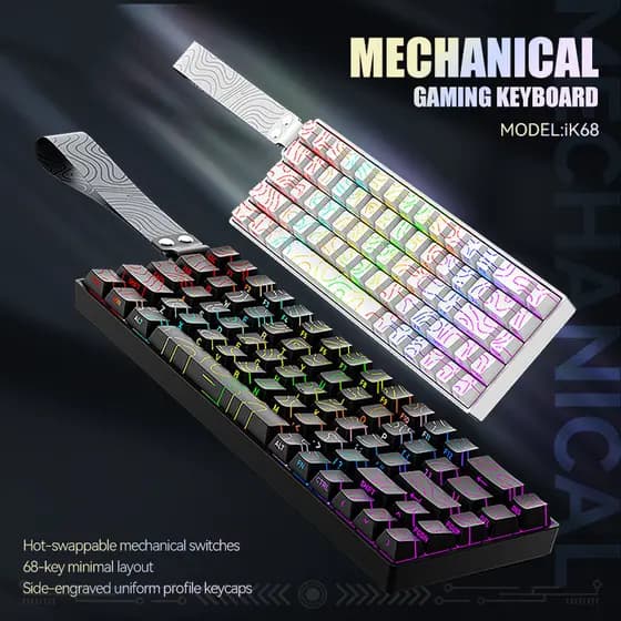 Teclado Mecânico Para Jogos Com Fio RGB 60 % Layout Hot-Swap