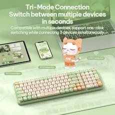 Teclado Sem Fio Bluetooth BOW 2.4G Plug-and-Play Recarregável Silencioso Para Laptop E Desktop