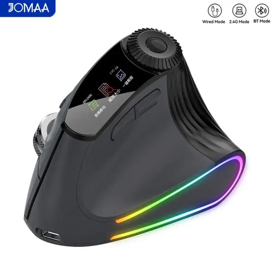 Mouse Vertical JOMAA RGB Com Rolo De Metal De Velocidade Bluetooth E Sem Fio 2.4G Slient Click