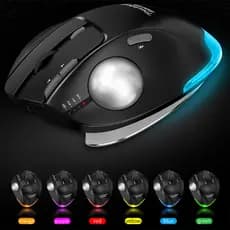 Mouse Trackball Sem Fio Bluetooth De Modo Duplo 2.4G RGB Ergonômico Recarregável Rollerball Ratos 3 Dispositivos
