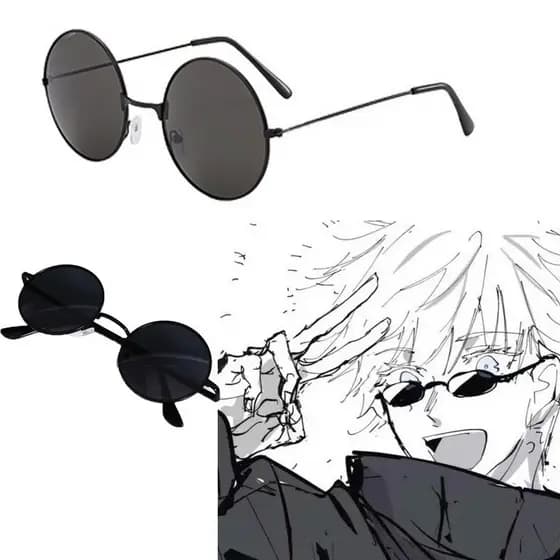 Óculos de sol pretos redondos estilo Gojo Satoru do anime "Jujutsu Kaisen" para cosplay