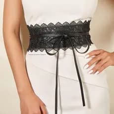 Cinto decorativo de renda feminino, estilo boêmio vintage, design largo e vazado, adequado para vestidos de noite elegan
