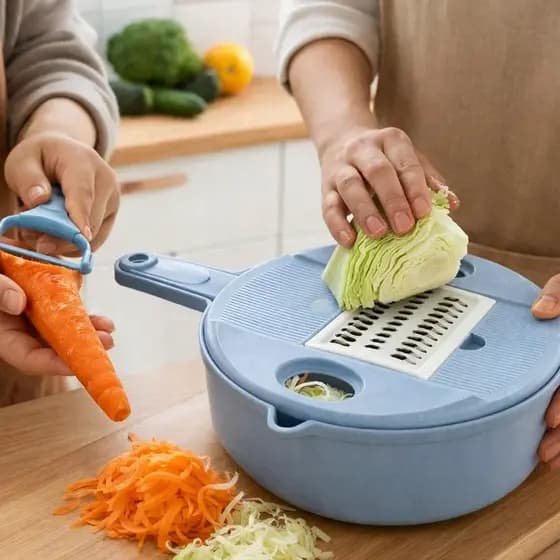 Kit Ralador 12 Peças com Fatiador e Cortador de Legumes