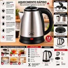 Chaleira Eletrica Inox 1500w 220v Capacidade 18 Litros Rapida Fervura Resistente