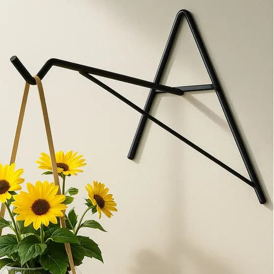 Kit 5 Ganchos Parede Ferro Preto Flores- Plantas