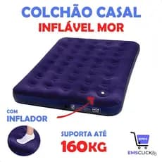 Colchão Inflável Casal com inflador Acoplado Multiuso - Mor