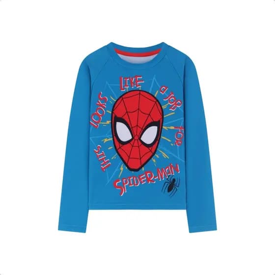 Camiseta UV Manga Longa Spider-Man Infantil 4 a 10 anos