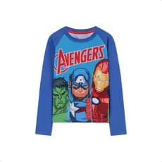 Camiseta UV Avengers Marvel Manga Longa Azul 4 a 10 Anos