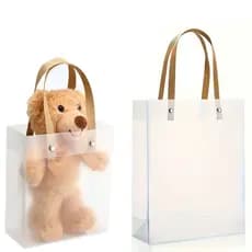 Kit 20 Bolsa Sacola Transparente Fosca C/ Alça 20x20x9cm Para Presente E Lembrancinha
