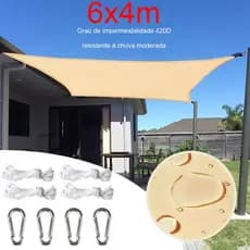 Toldo Impermeável 6x4m em Oxford 420D com Proteção UV para Jardim, Piscina e Camping resistente à chuva moderada