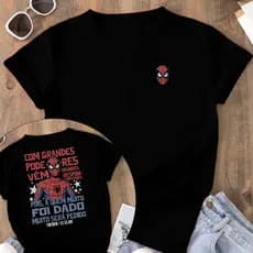 Camiseta Tradicional Homem Aranha Grandes Poderes Religiosa Blusa Estampada Camisa 100% Algodão Unissex