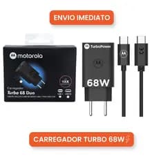 Carregador Motorola 68W Turbo Power USB-C Tipo-C | Carga Rápida 10X + Cabo Incluso