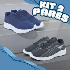 KIT 2 PARES Tênis Masculino Esportivo Leve Confortável Para Uso Diário, Academia e Treinos 34/45