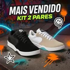 KIT 2 PARES Tênis Masculino Casual Confortável Estilo Skate Sneakers Streetwear Lançamento 38 Ao 43