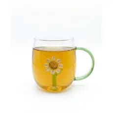 Caneca de Vidro Borossilicato Margarida 3D Flor Relevo 400ml AD CASA Luxo - Resistente e Elegante