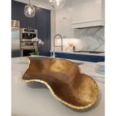 Centro de Mesa Murano Marrom Dourado Vidro Grande 54cm Decoração Luxo Sala Jantar Aparador Buffet