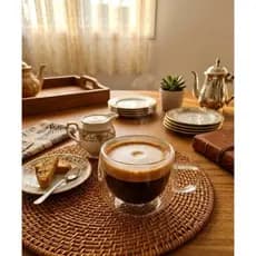 Jogo Xícaras Café  Chá Parede Dupla Borossilicato 200ml HQ Glass Térmica Mesa Posta