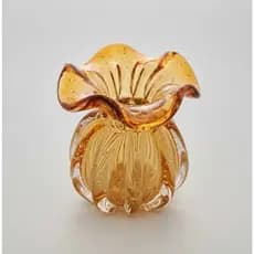 Vaso de Cristal Murano Trouxinha Âmbar Decoração Luxo 11cm