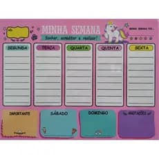 Planner Semanal Infantil Magnético Unicornio - Organização e Diversão 40 X 60. Acompanha caneta com apagador