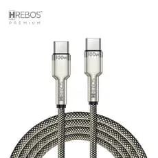 Cabo Turbo Metal Waves 2m Hrebos Dual Tipo C CB-382c Cor Preto