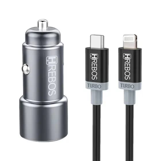 Carregador Veicular Para Celular Turbo 20w + Cabo Para IPHONE