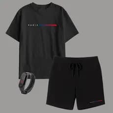 Kit Camiseta Infantil Paris e Short Moletinho Infantil + Brinde Relógio Digital