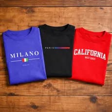 Kit 3 Camisetas Infantil Juvenil Milano Paris California Masculina Verão Casual