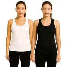 KIT 2 Camiseta Feminina Regata Nadador 100% Poliéster Leve Confortável Verão