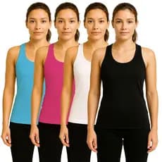 KIT 4 Camiseta Feminina Regata Nadador 100% Poliéster Leve Confortável Verão