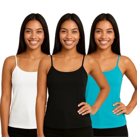 KIT 3 Camiseta Feminina Regata Alcinha 100% Poliéster Leve Confortável Verão
