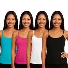 KIT 4 Camiseta Feminina Regata Alcinha 100% Poliéster Leve Confortável Verão