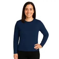 Camiseta Feminina Manga Comprida 100% Poliéster Leve Confortável Esportiva