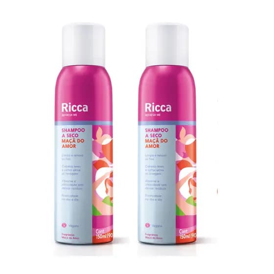 Kit 2 Shampoo a Seco Ricca Maça do Amor 150ml