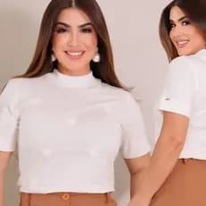 CAMISETA BLUSA TSHIRT GOLA DE RIBANA MALHA 100% ALGODAO DE QUALIDADE