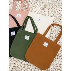 Bolsa Feminina Veludo Cotelê Ombro Transversal Praia Moda Tote Ecobag