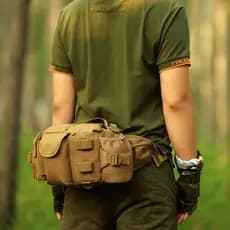 Bolsa Tática Militar Multifuncional 3 em 1 Mochila de Peito, Pochete de Cintura e Ombro, Impermeável, Camping, Trilha
