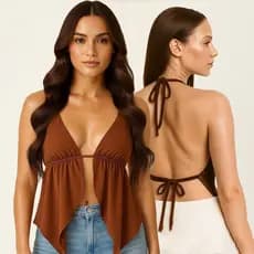 Cropped Top Bata Cortininha com Amarração Com bojo