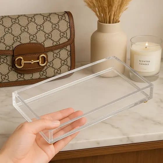 Suporte para Papel Toalha Acrílico Bandeja – Luxo e Organização para Cozinha/Banheiro