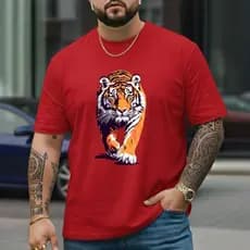Camiseta Masculina Tecido Premium Camisa Tigre 100% Algodão Lançamento Gola Redonda