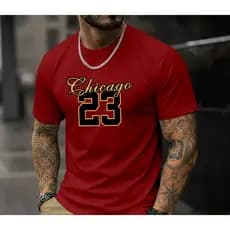 Camiseta Masculina Chicago 23 Estampada 100% Algodão Gola Redonda Tecido Premium