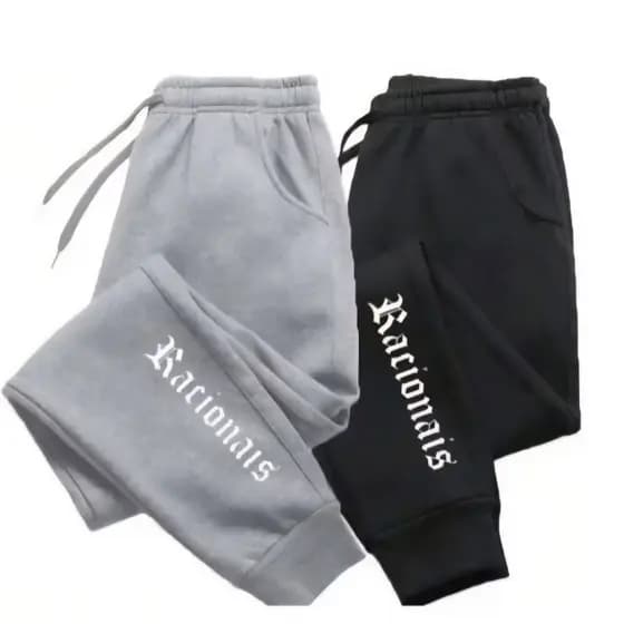 Calça Unissex Moletom Calça Flanelado Algodão Estampado Bolsos Estilo Streetwear Casual