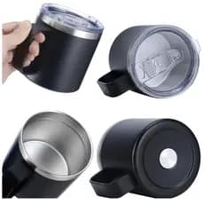 Caneca Térmica 360ml Café Isolada Aço Inoxidável Com Alça Viagem Vácuo Parede Dupla